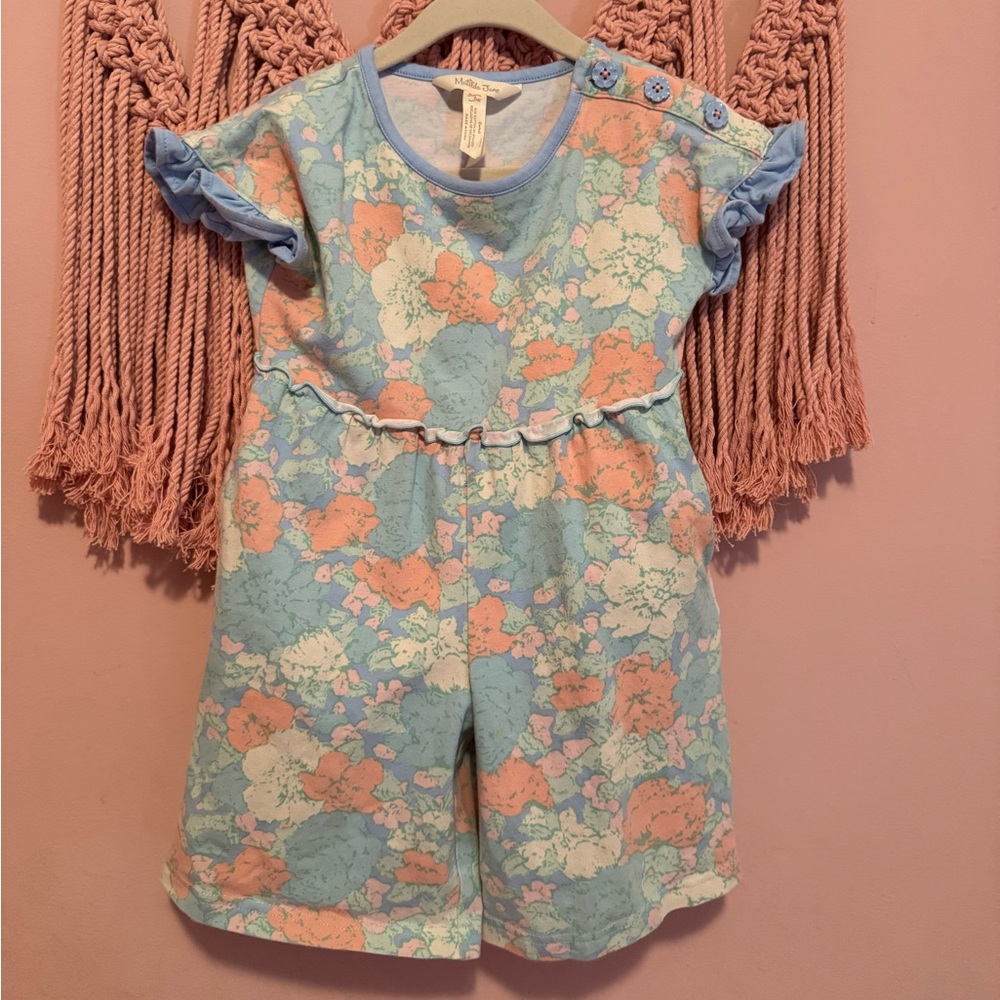 Matilda Jane Floral Kids Romper - Blue and Peach